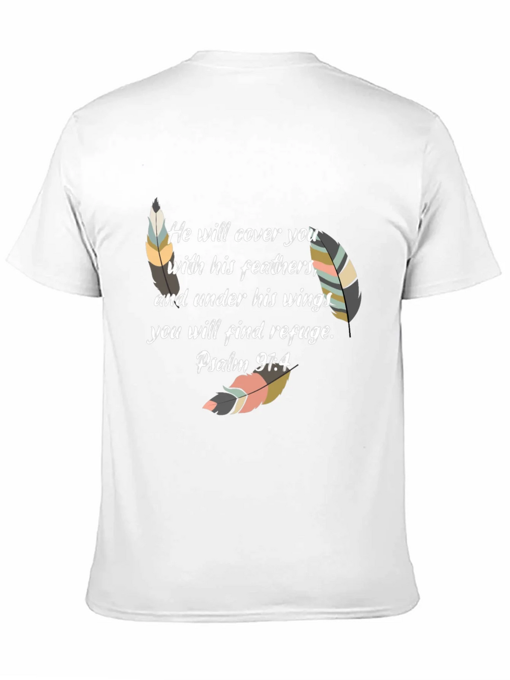 Faith-Based Feather Graphic Tee - Psalm 91:4 product image 4