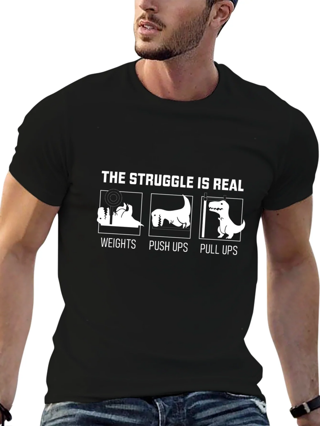 The Struggle Is Real Dinosaur Workout T-Shirt product image 3