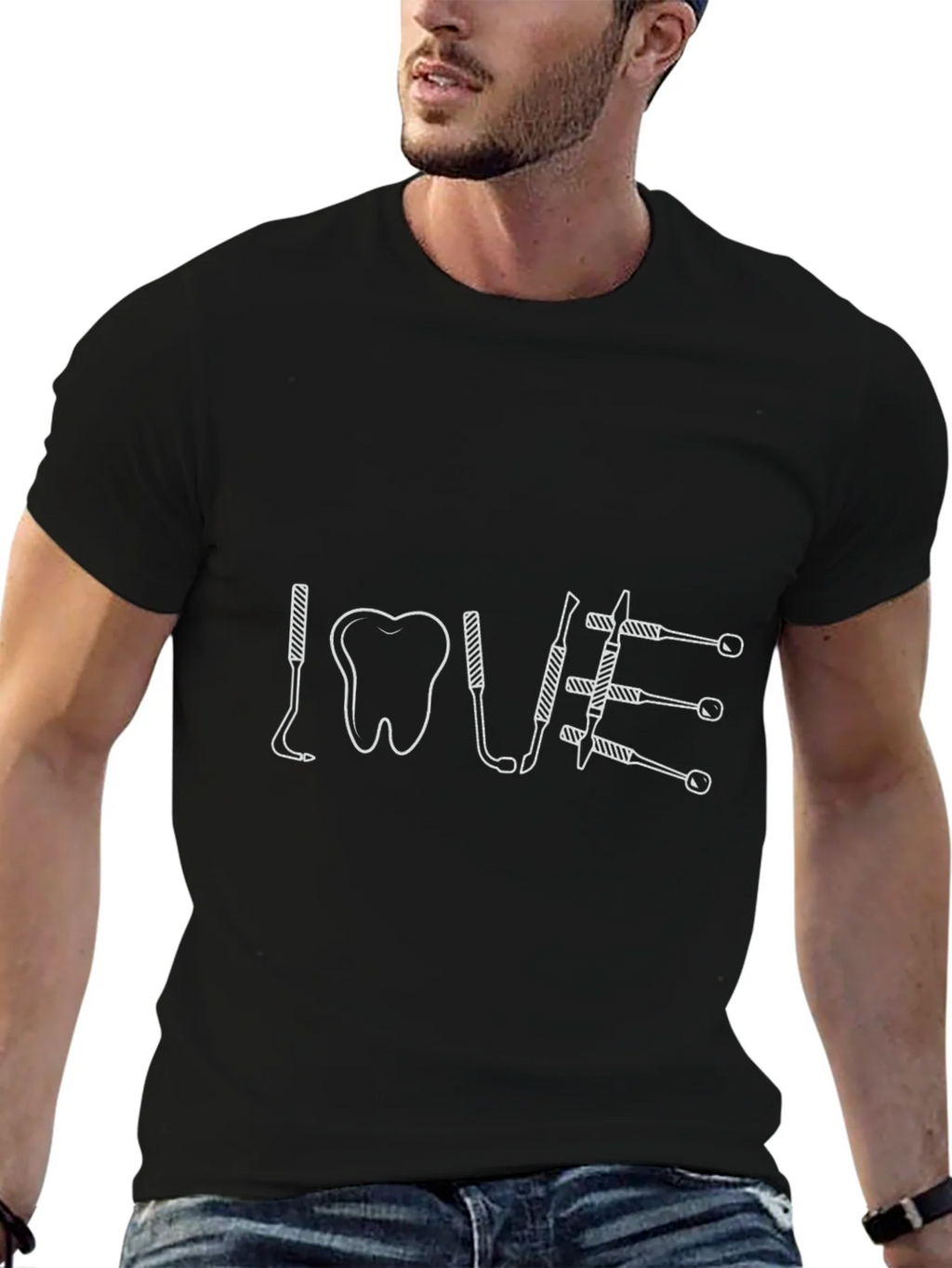 Dentist LOVE Graphic T-Shirt - Black product image 6