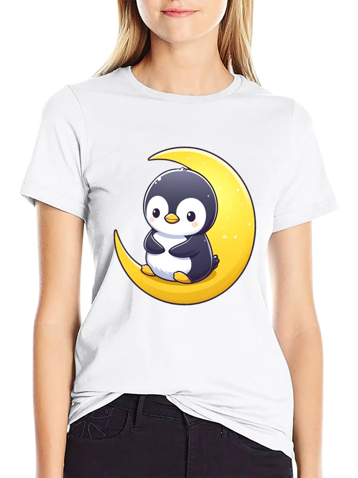 Penguin Moon Graphic Tee - Black Cotton T-Shirt product image 8