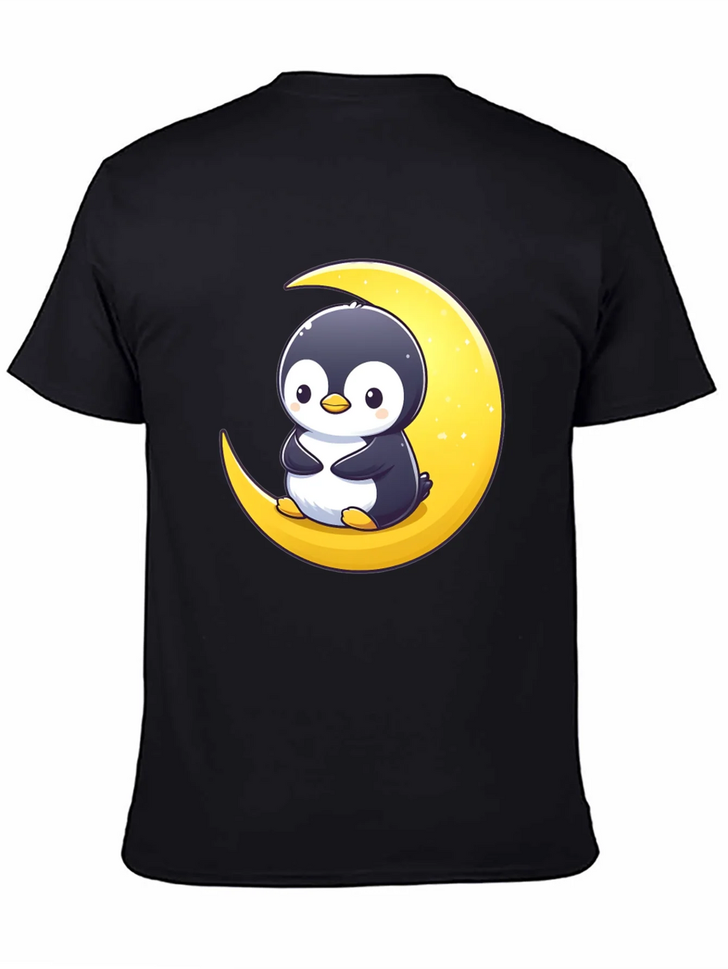Penguin Moon Graphic Tee - Black Cotton T-Shirt product image 4