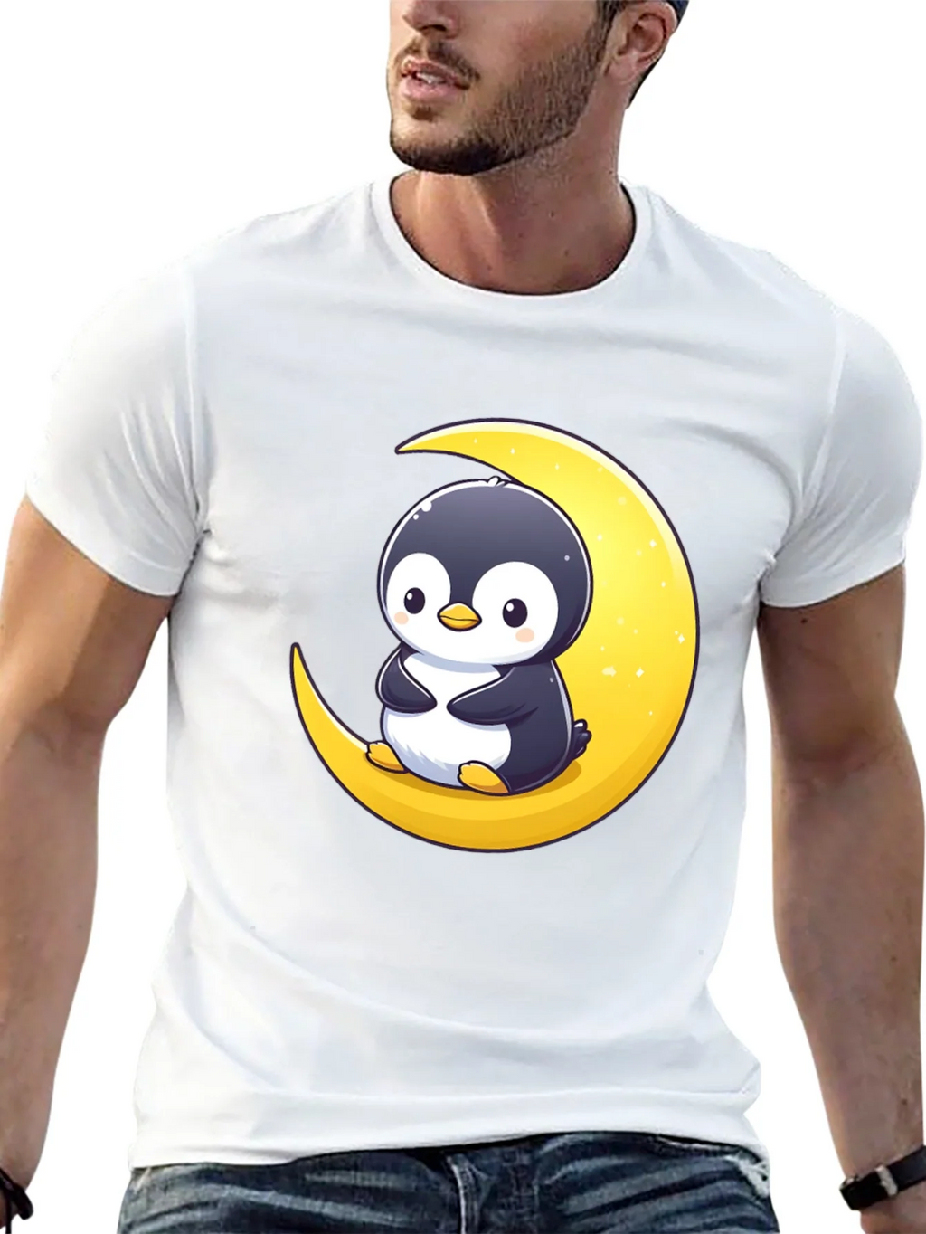 Penguin Moon Graphic Tee - Black Cotton T-Shirt product image 12