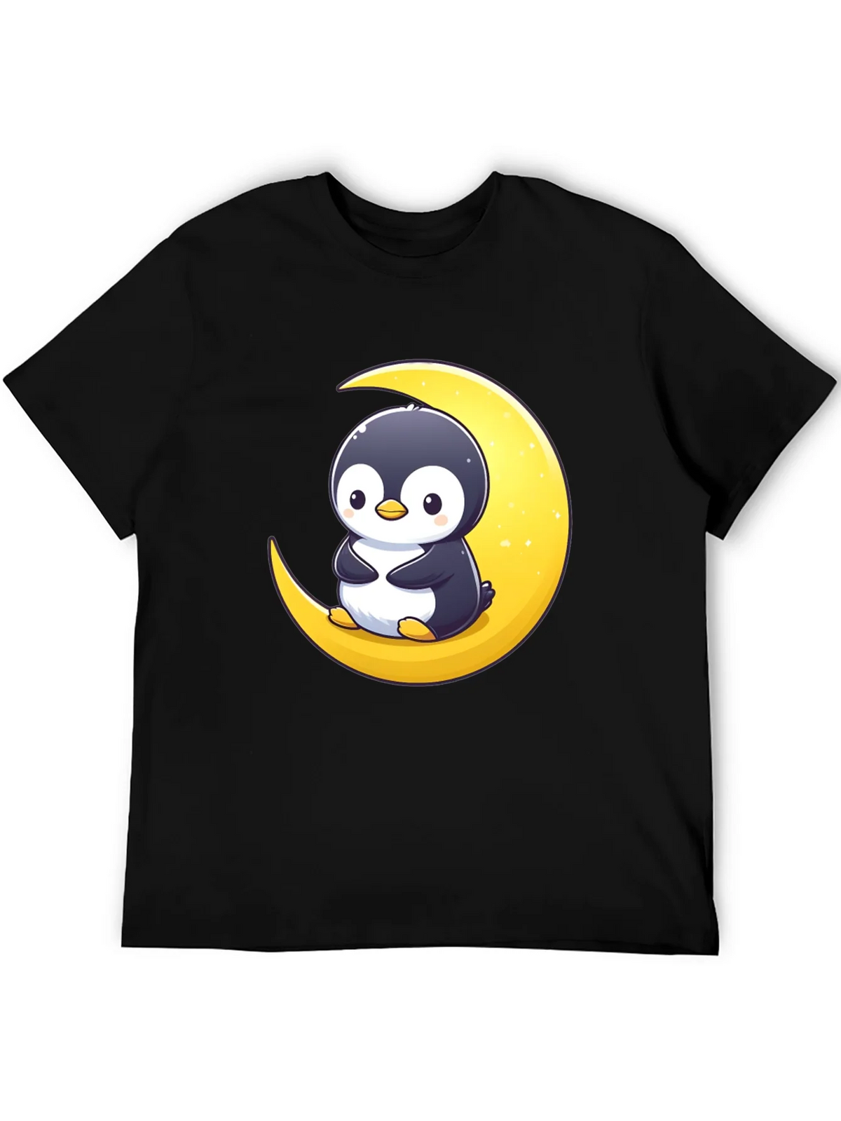 Penguin Moon Graphic Tee - Black Cotton T-Shirt product image 5