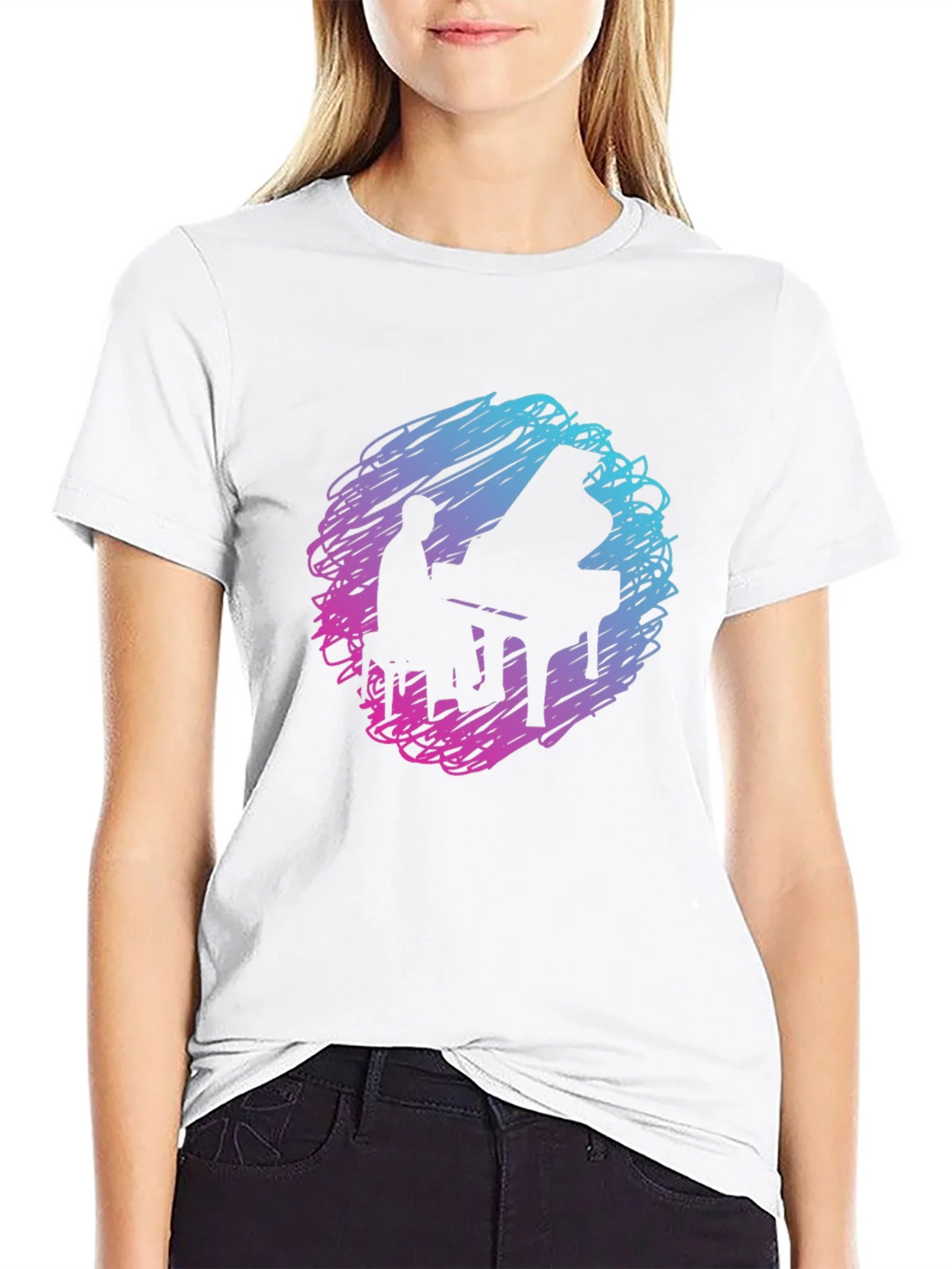 Piano Player Graphic Tee - Abstract Scribble Design product image 6