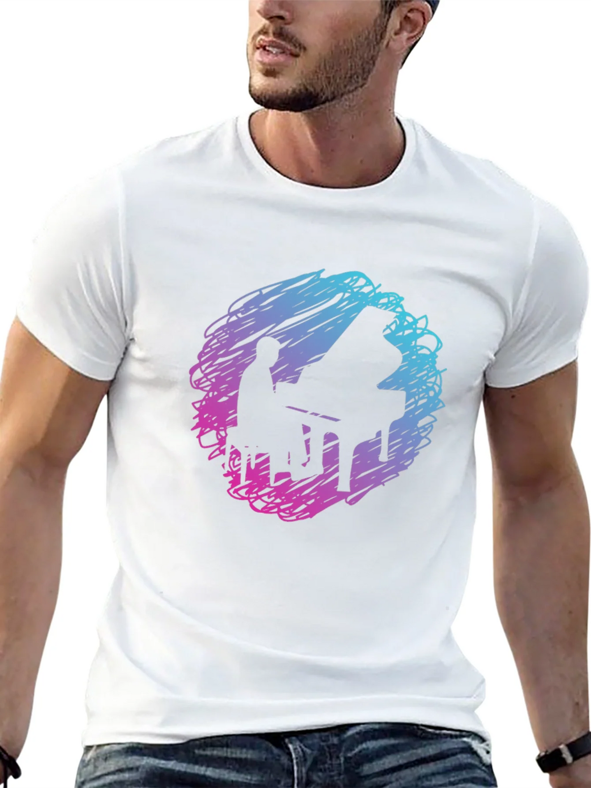 Piano Player Graphic Tee - Abstract Scribble Design product image 10