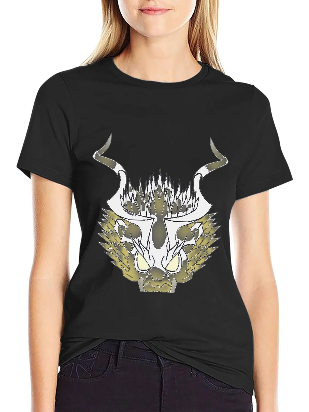 Abstract Black T-Shirt with Geometric Animal Design product image 2