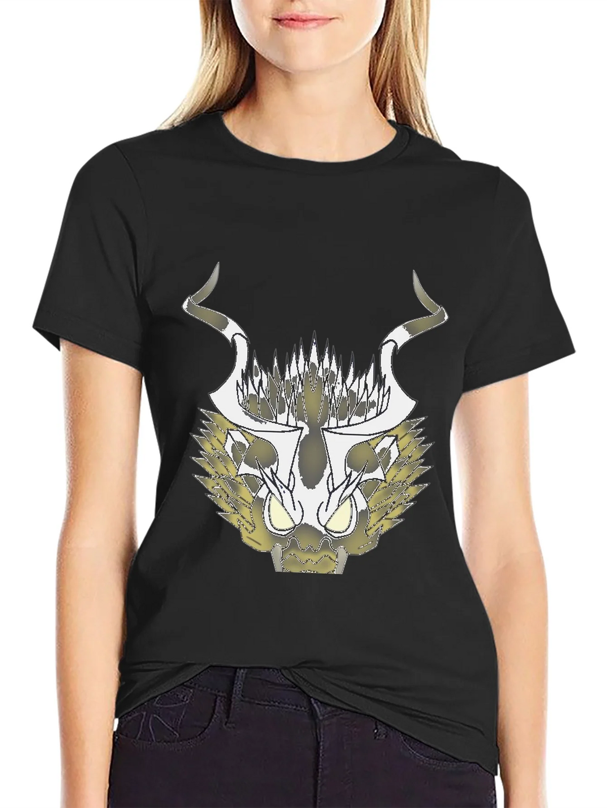 Abstract Black T-Shirt with Geometric Animal Design product image 2