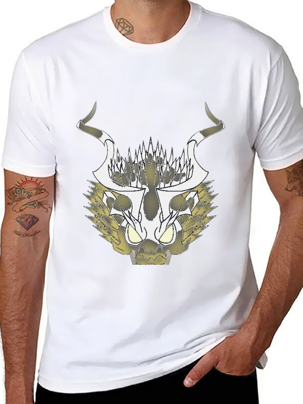Abstract Black T-Shirt with Geometric Animal Design product image 7
