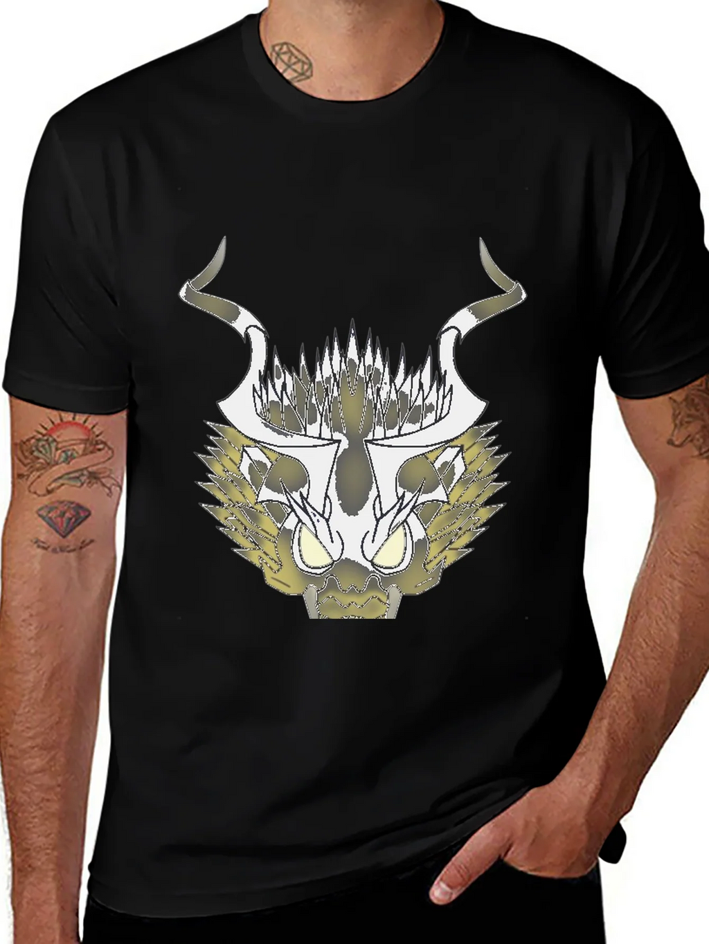 Abstract Black T-Shirt with Geometric Animal Design product image 1
