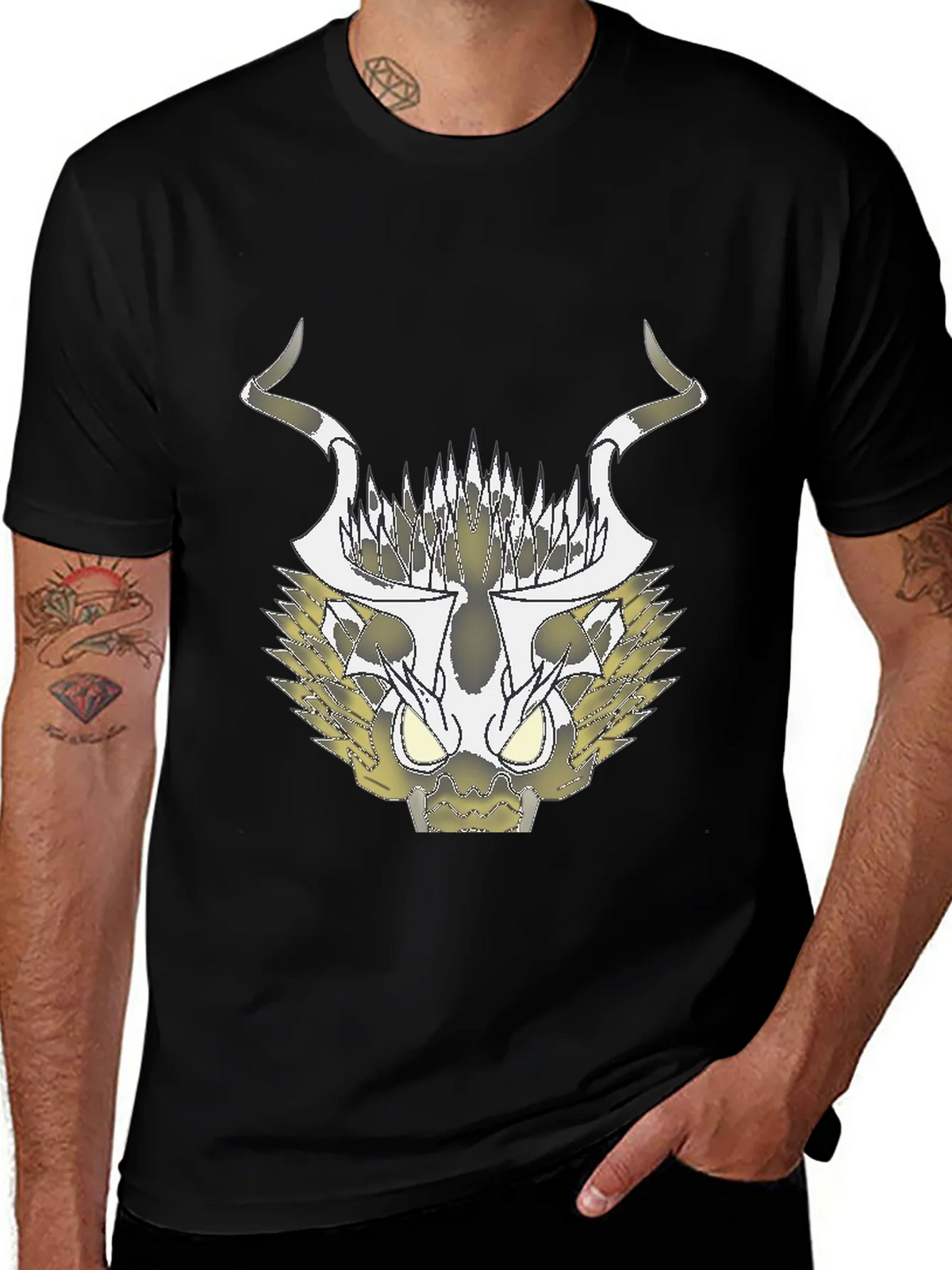 Abstract Black T-Shirt with Geometric Animal Design product image 1