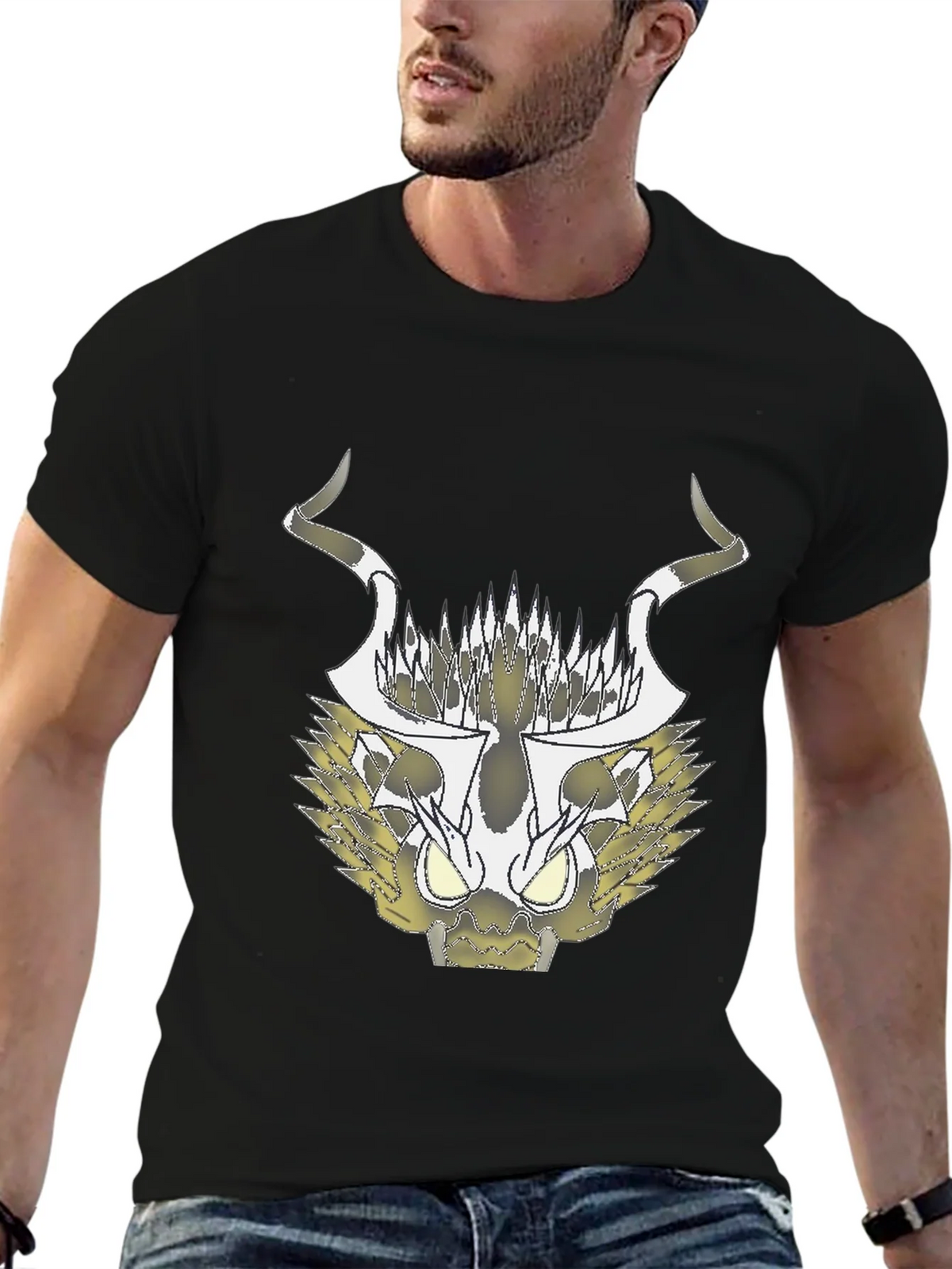 Abstract Black T-Shirt with Geometric Animal Design product image 6