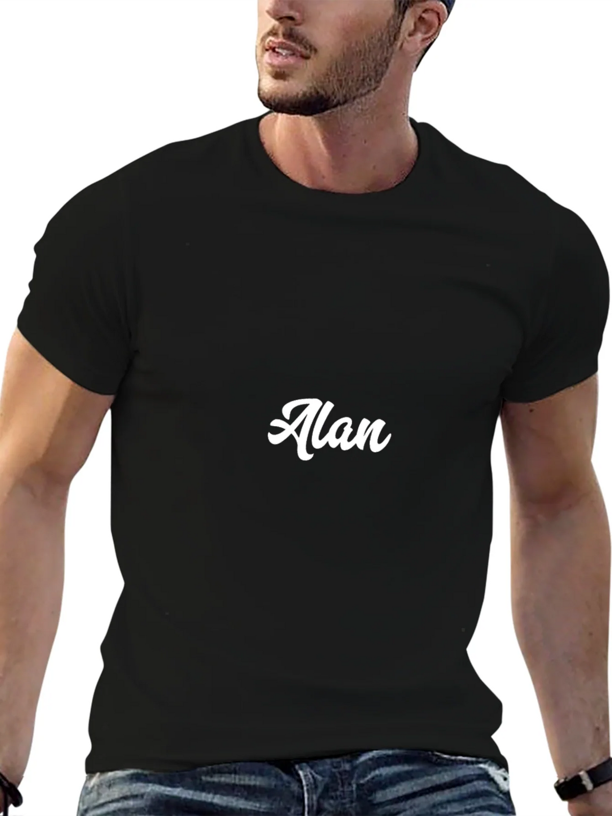 Alan Custom Name Black T-Shirt product image 2