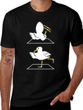 Funny Dancing Seagull Graphic Tee - Black Cotton T-Shirt product image 1