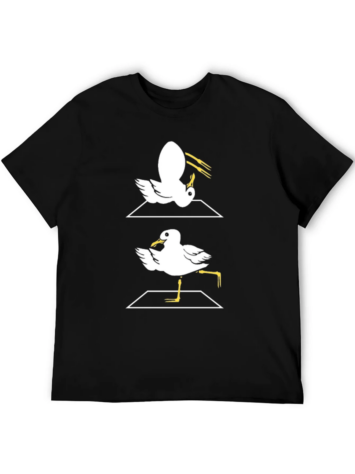 Funny Dancing Seagull Graphic Tee - Black Cotton T-Shirt product image 5
