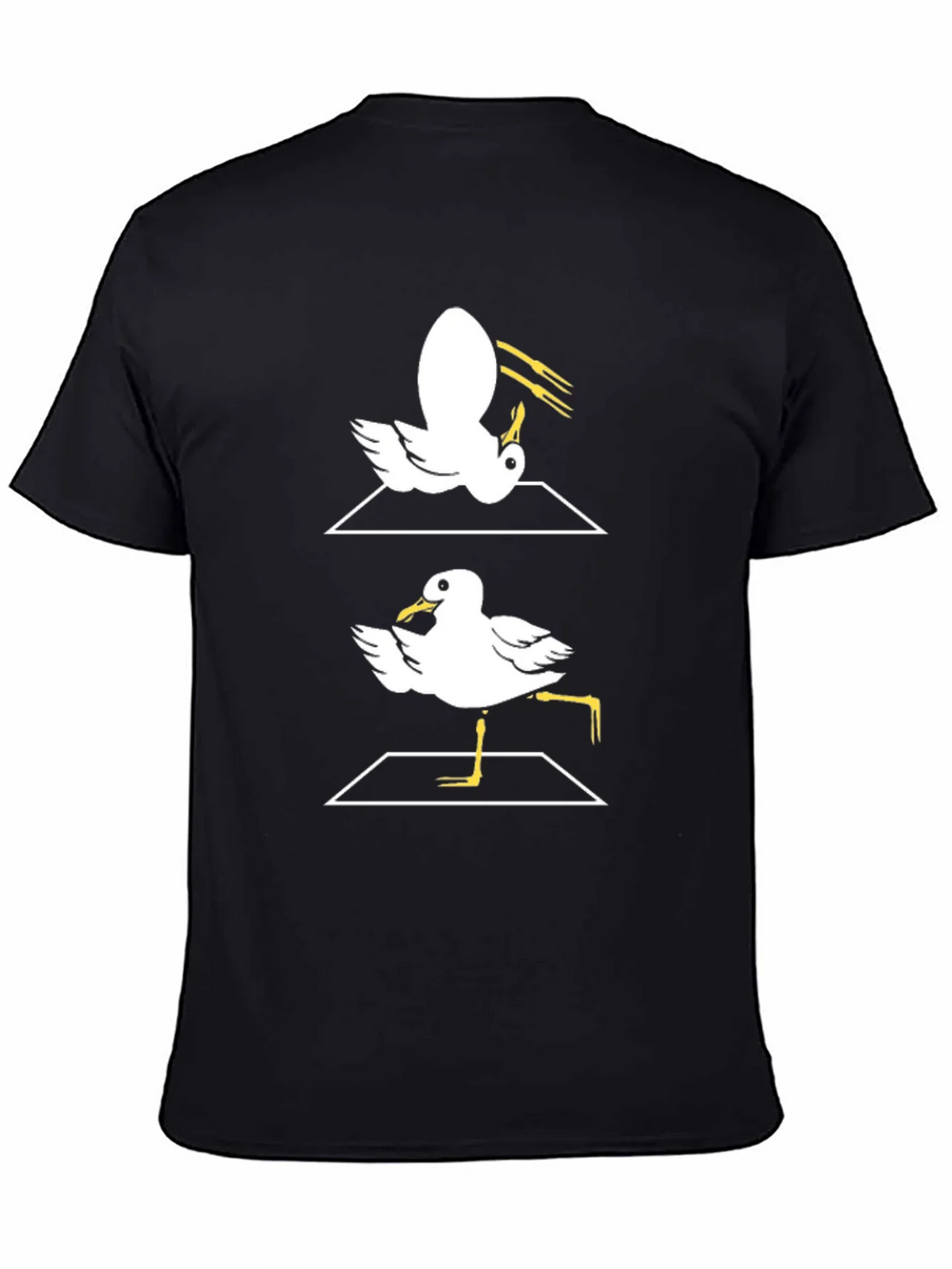 Funny Dancing Seagull Graphic Tee - Black Cotton T-Shirt product image 4