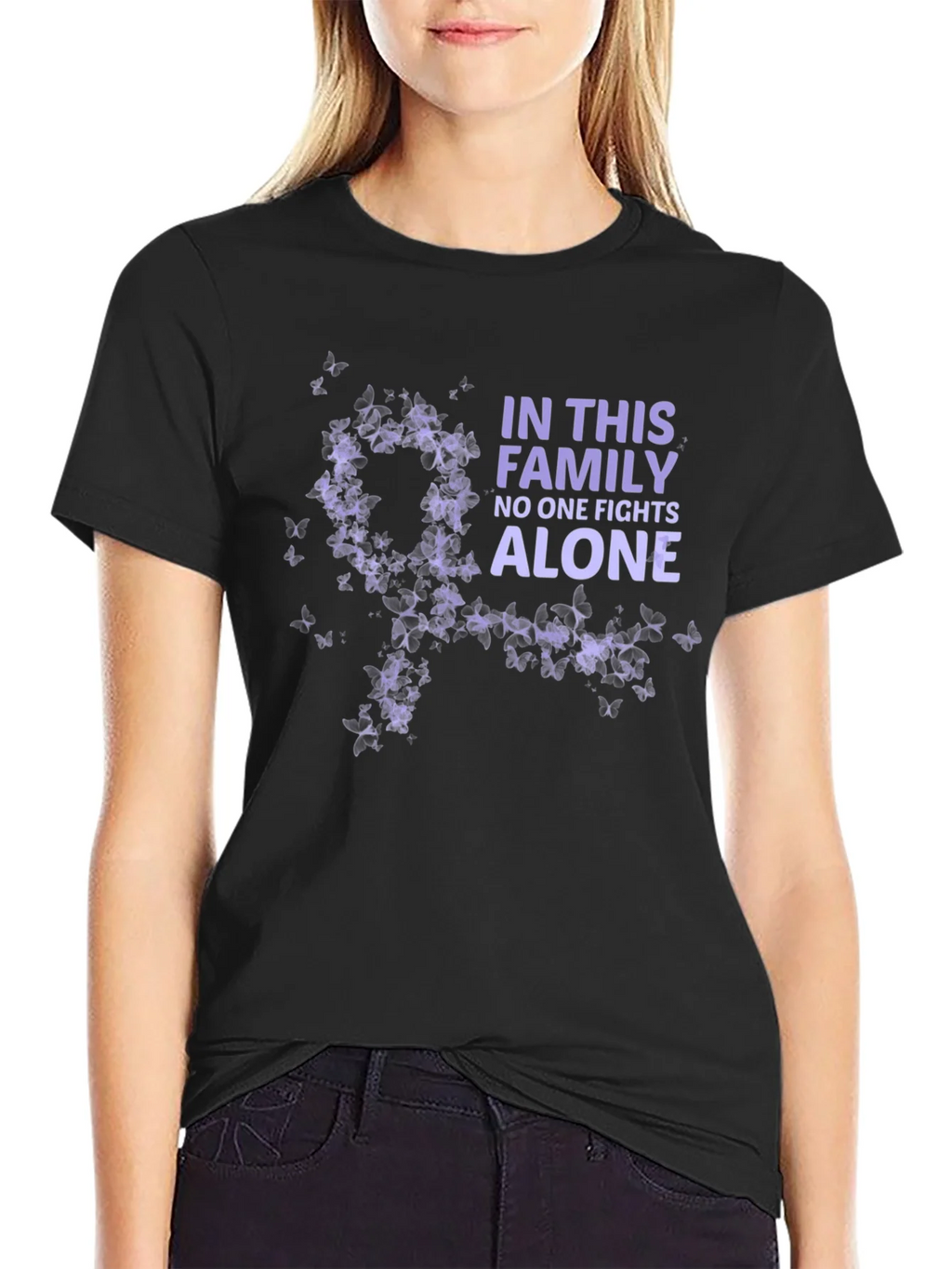 Family Fights Alone Awareness Tee - Black product image 2