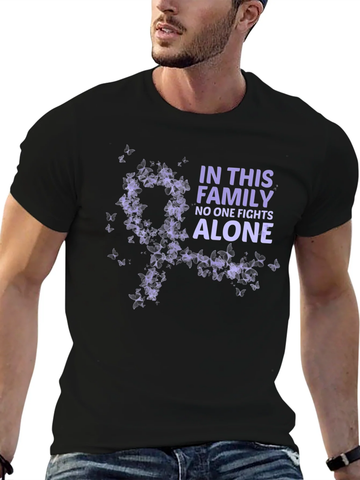 Family Fights Alone Awareness Tee - Black product image 6