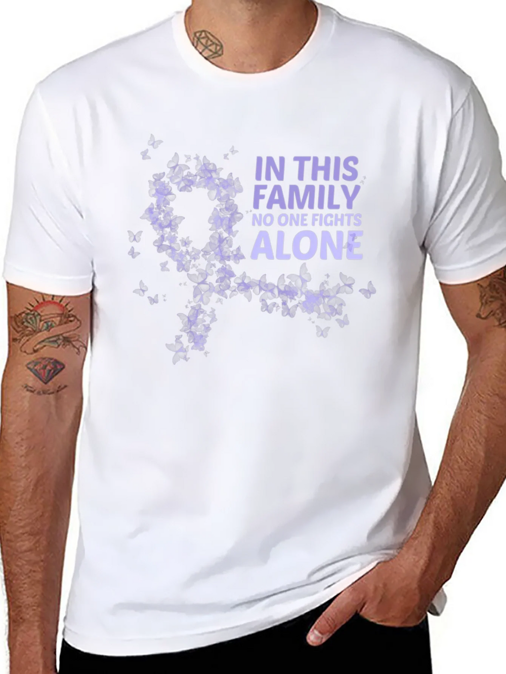 Family Fights Alone Awareness Tee - Black product image 7