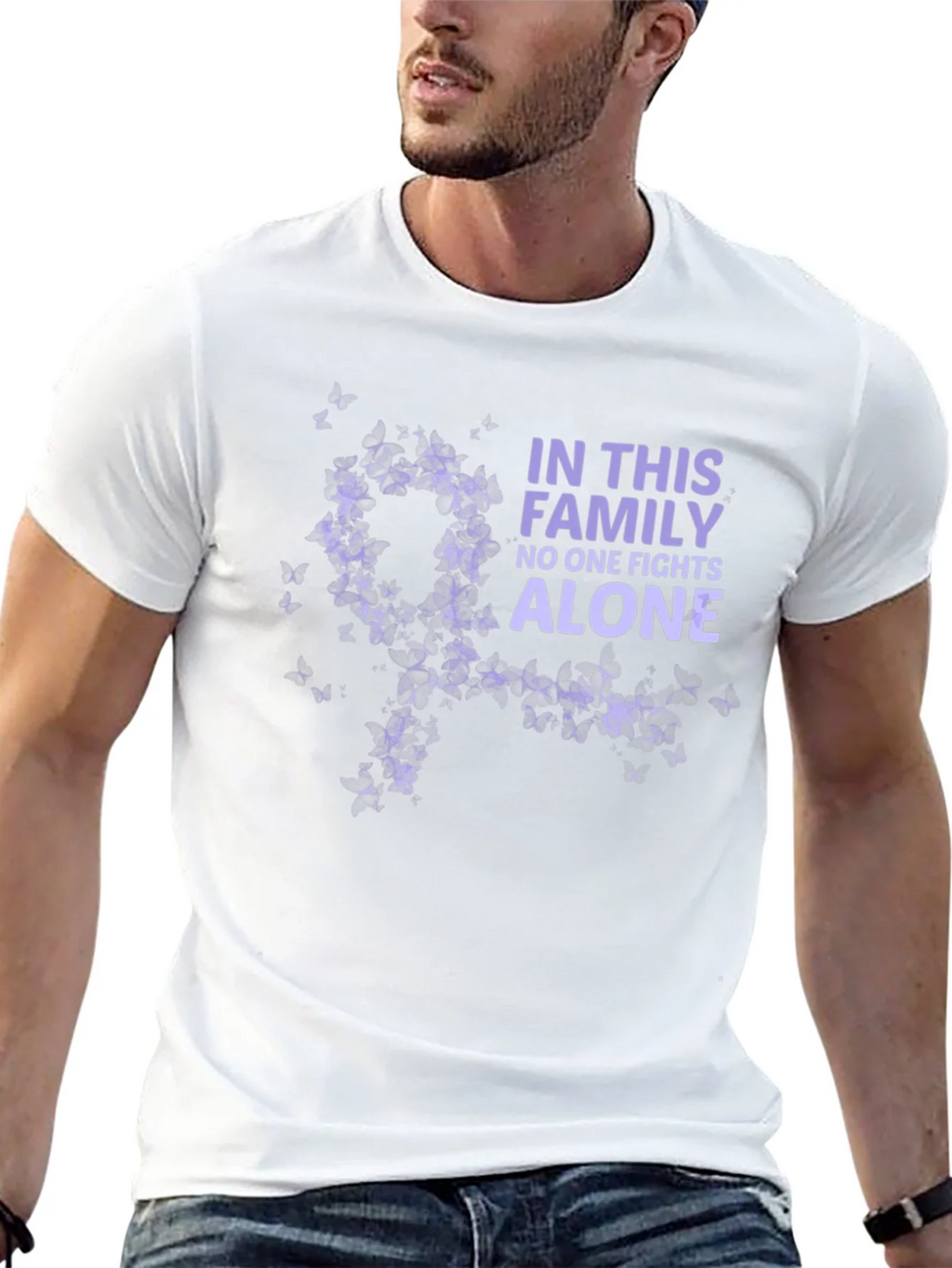 Family Fights Alone Awareness Tee - Black product image 12