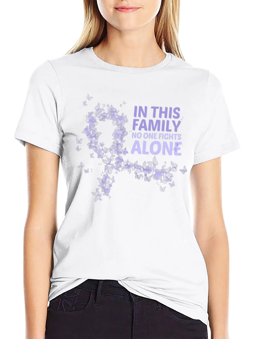 Family Fights Alone Awareness Tee - Black product image 8