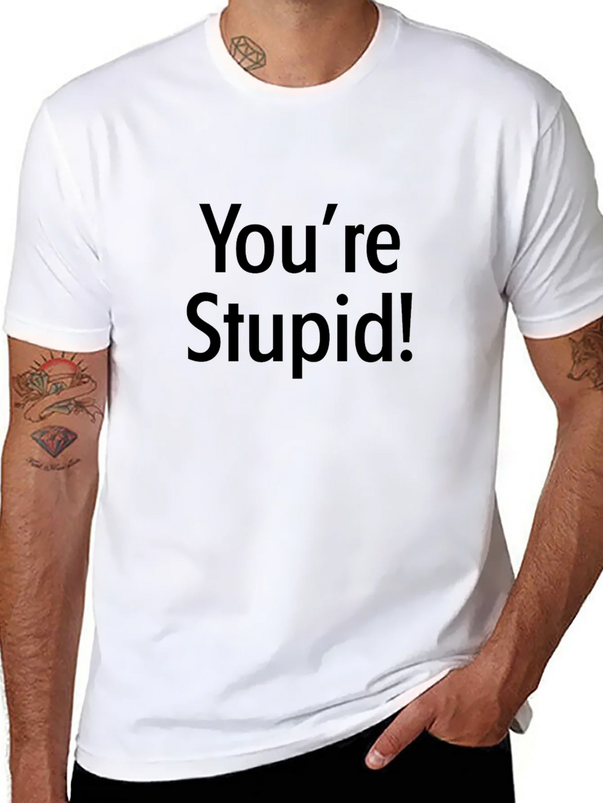 Youre Stupid! Graphic Print Black T-Shirt product image 5