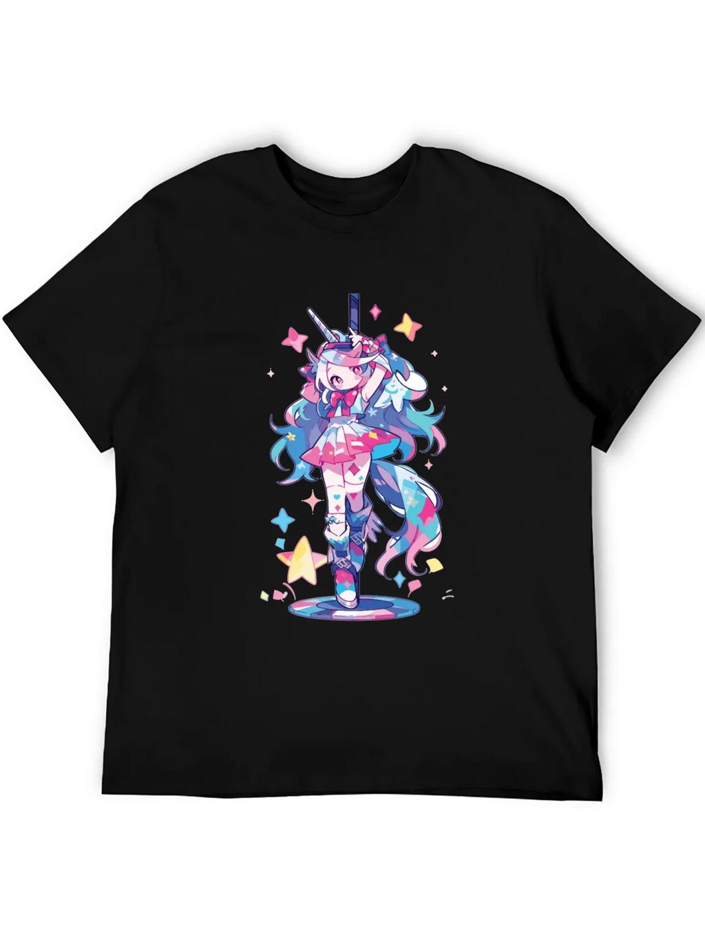 Unicorn Girl Graphic Tee - Black Cotton T-Shirt product image 5