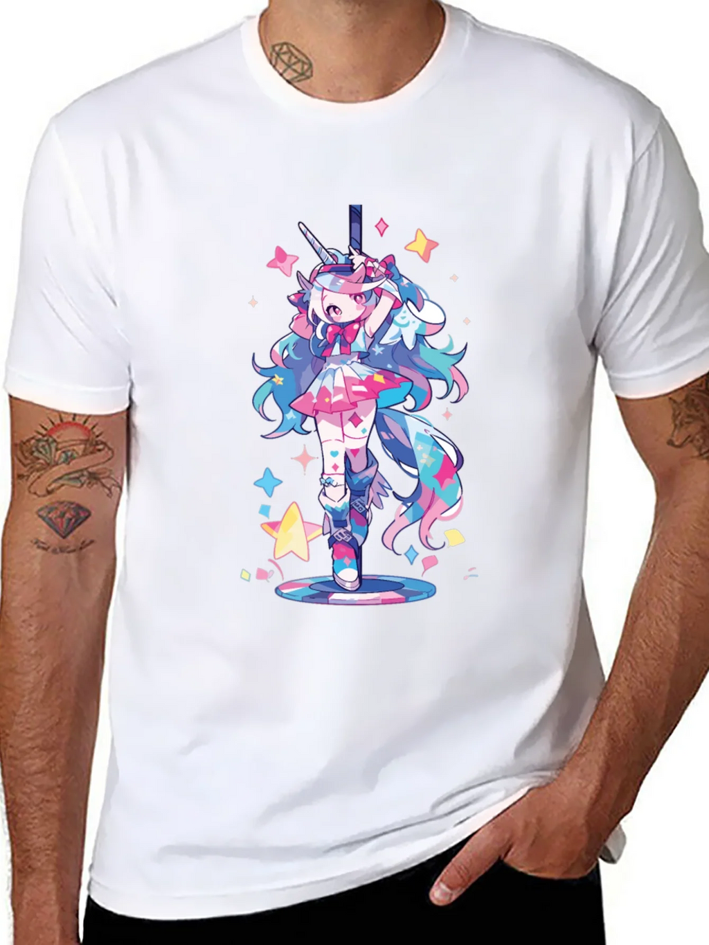 Unicorn Girl Graphic Tee - Black Cotton T-Shirt product image 7