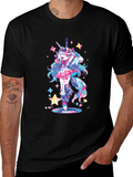 Unicorn Girl Graphic Tee - Black Cotton T-Shirt product image 1