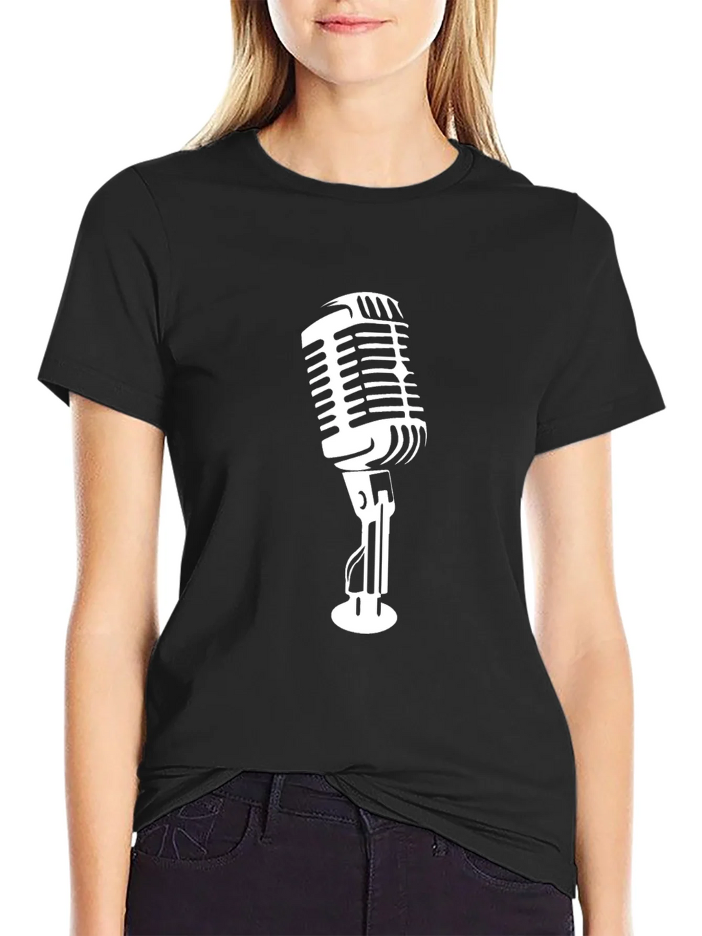 Retro Microphone Graphic Tee - Classic Black product image 2