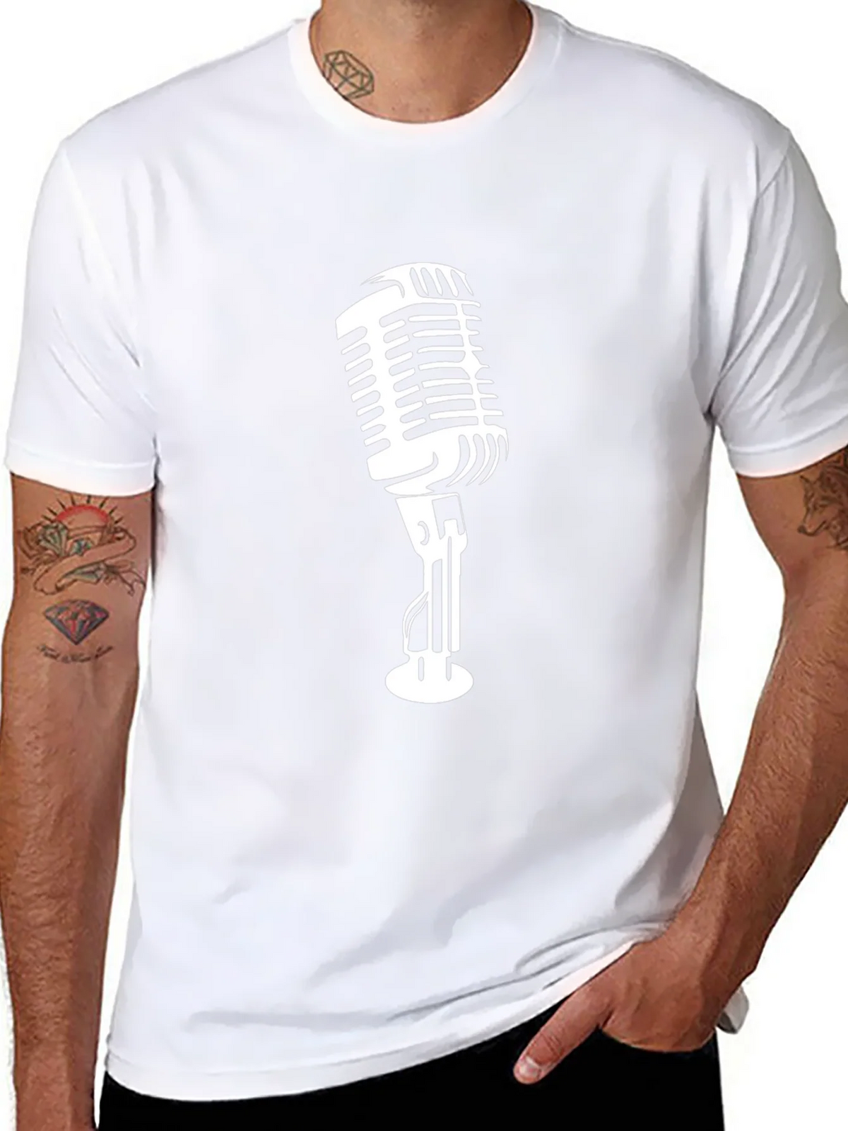 Retro Microphone Graphic Tee - Classic Black product image 7
