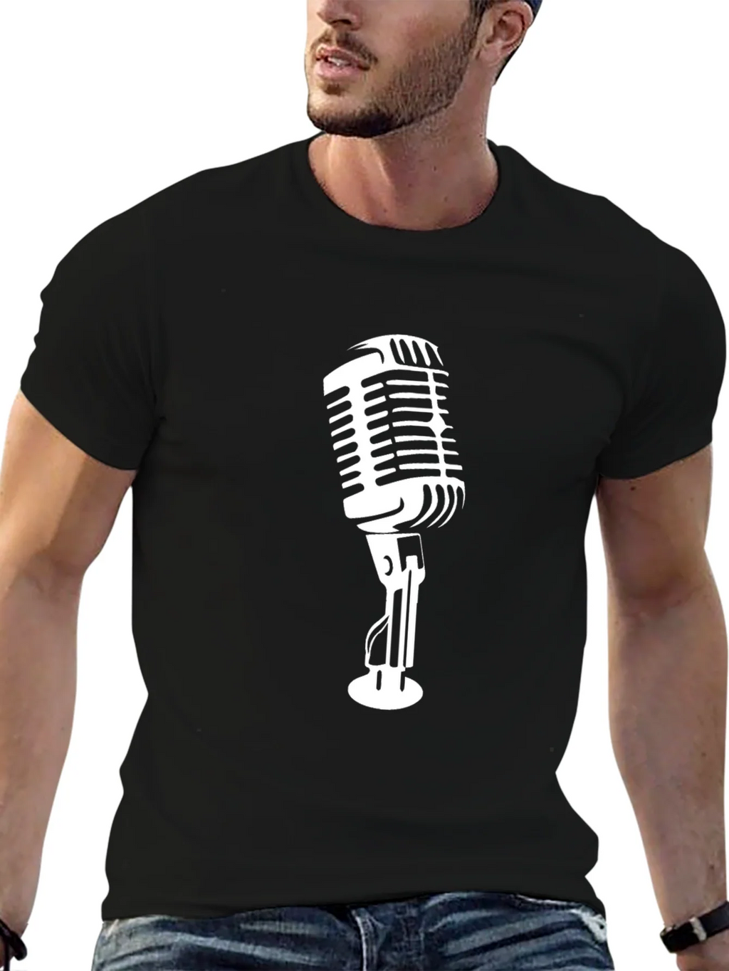 Retro Microphone Graphic Tee - Classic Black product image 6