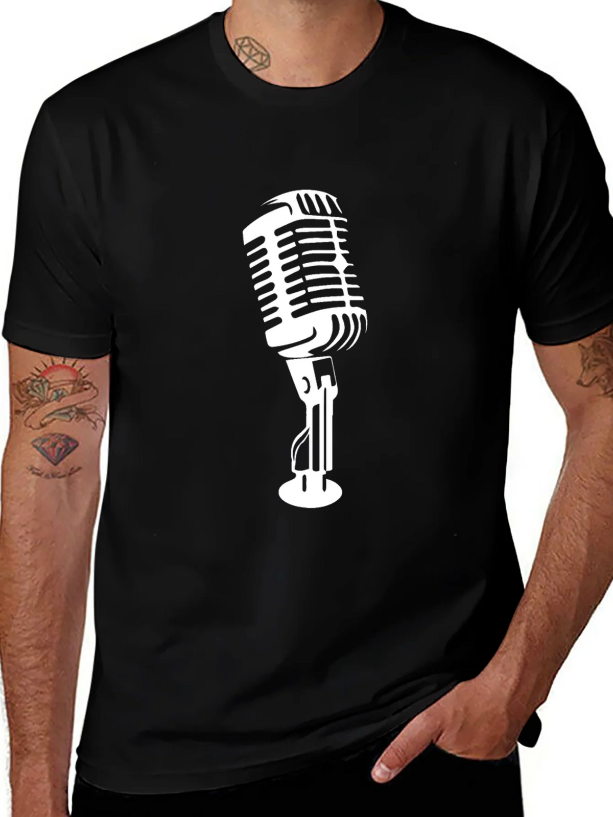 Retro Microphone Graphic Tee - Classic Black product image 1