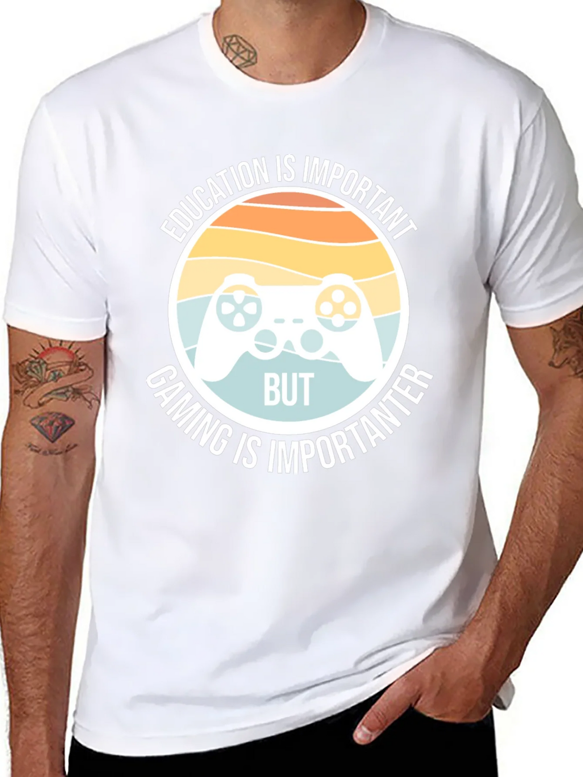 Funny Gamer T-Shirt - Education vs Gaming product image 6