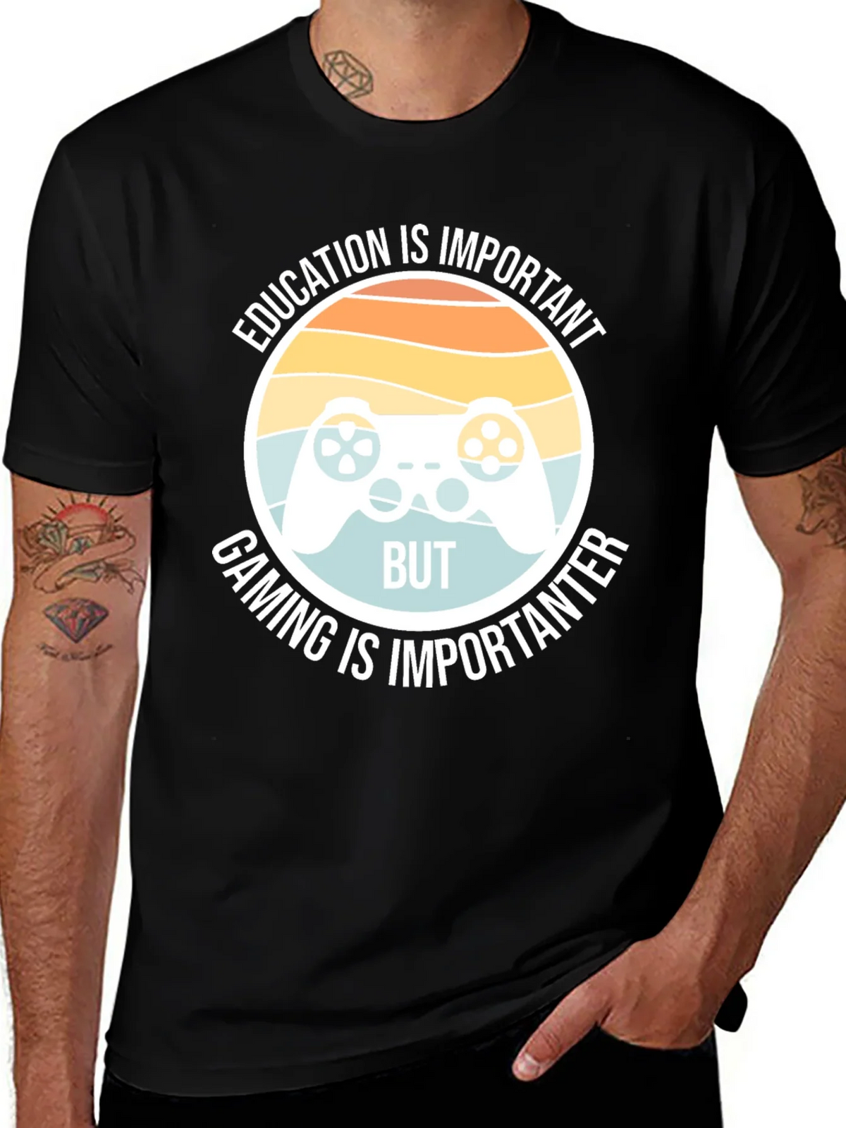 Funny Gamer T-Shirt - Education vs Gaming product image 1