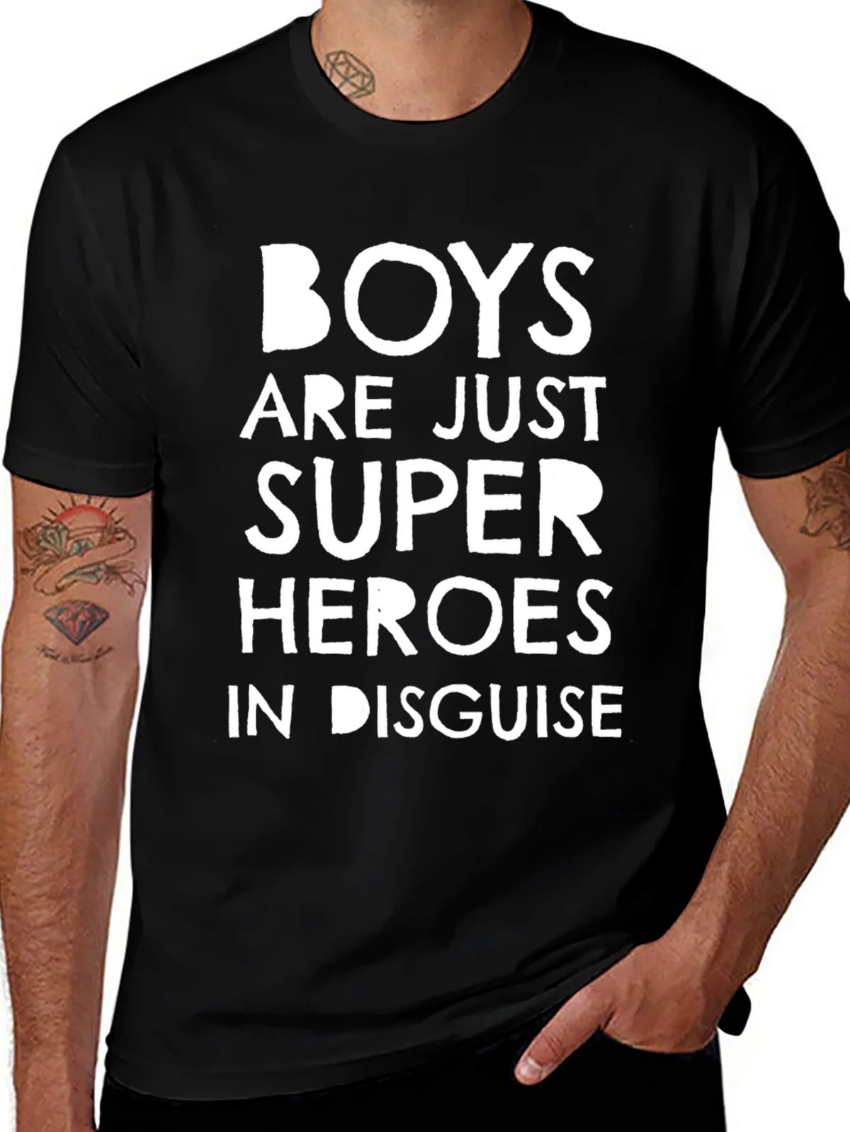 Boys are Super Heroes T-Shirt - Black Graphic Tee product image 1