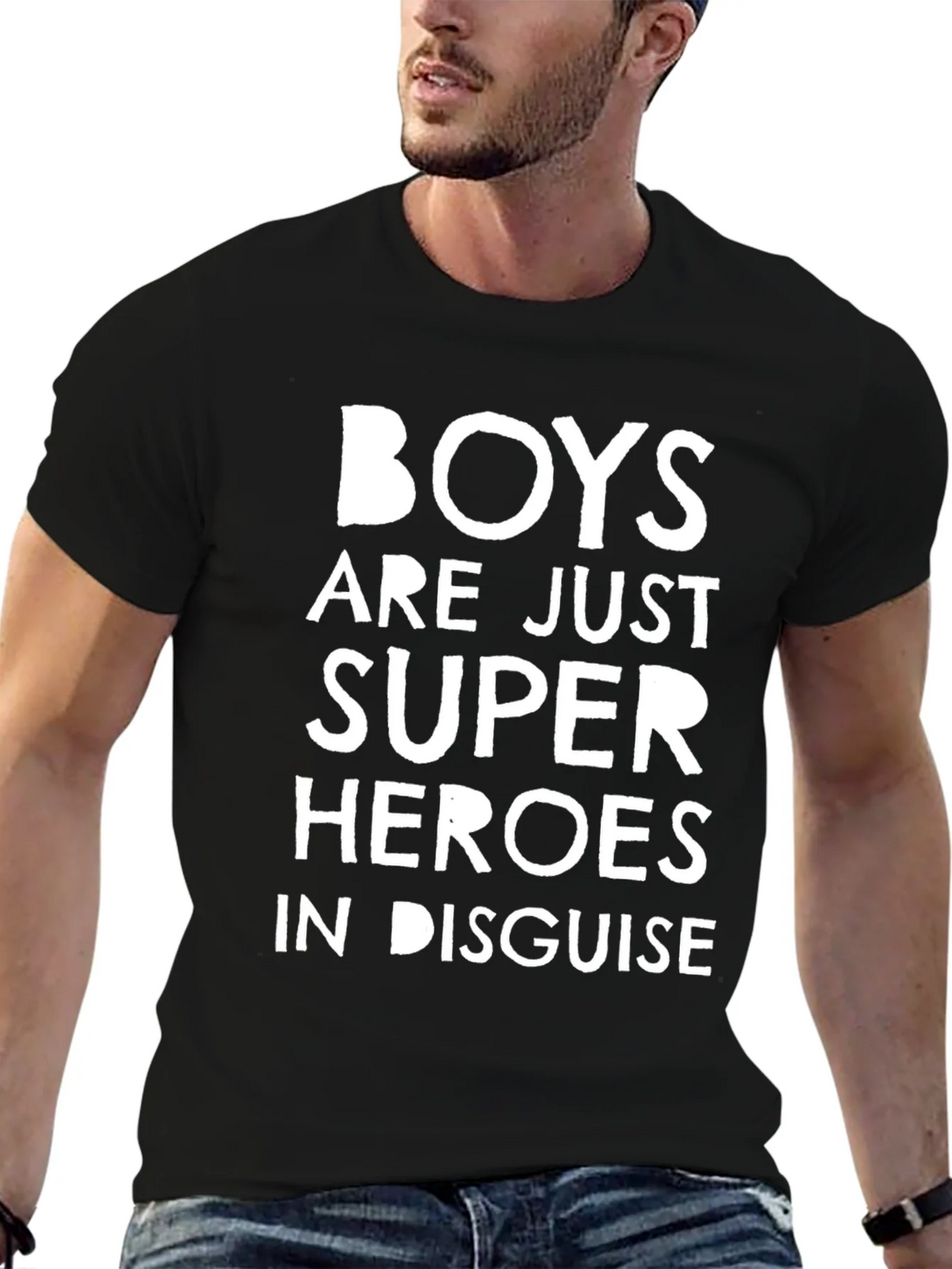 Boys are Super Heroes T-Shirt - Black Graphic Tee product image 6