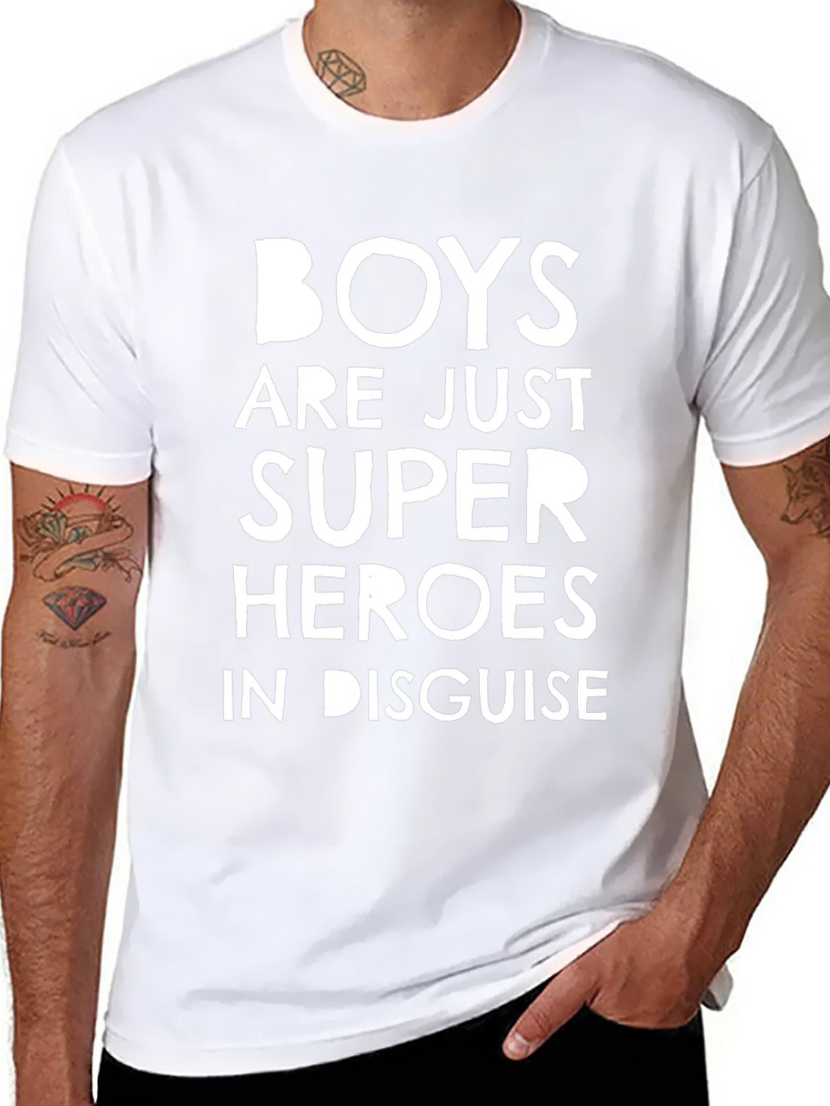 Boys are Super Heroes T-Shirt - Black Graphic Tee product image 7