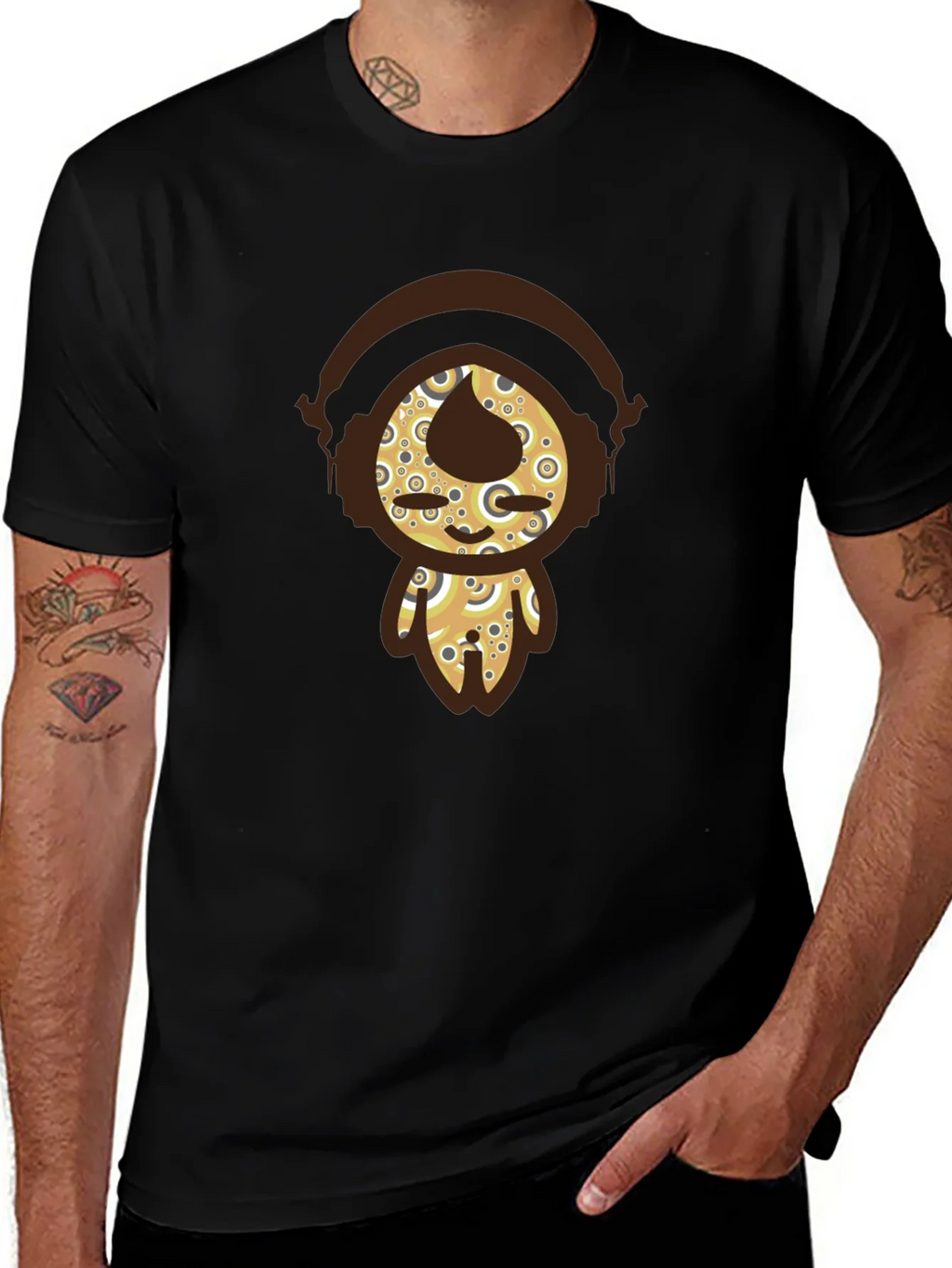 Funky Character Graphic Tee - Black Cotton product image 1