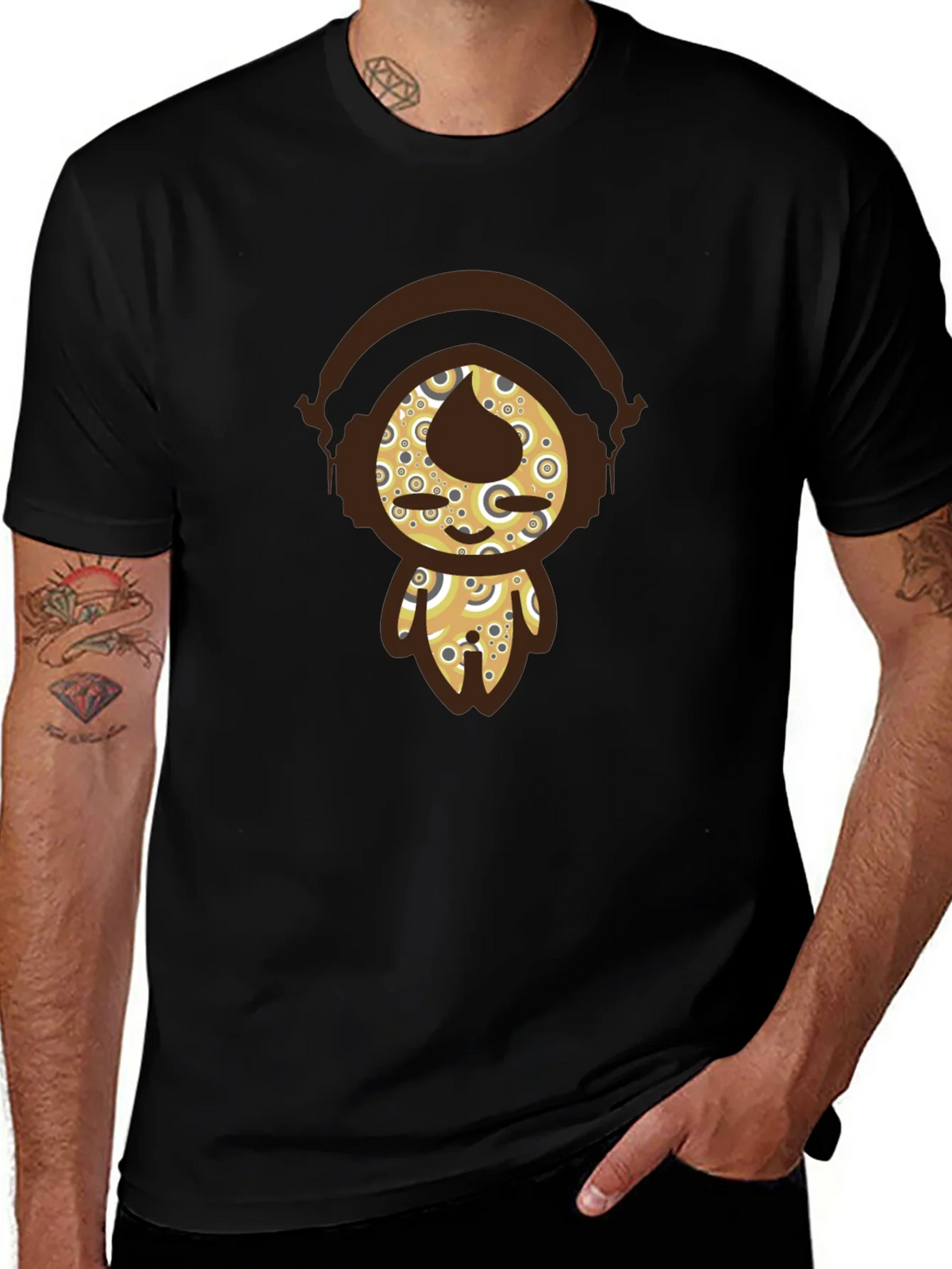 Funky Character Graphic Tee - Black Cotton product image 1