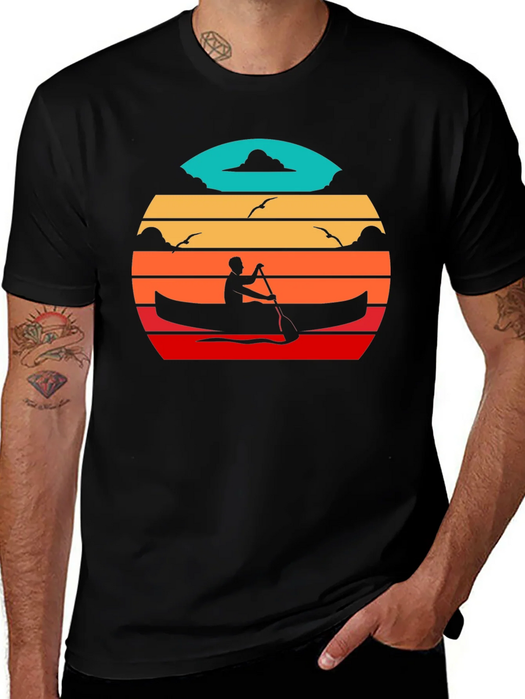 Canoe Sunset Black T-Shirt product image 1