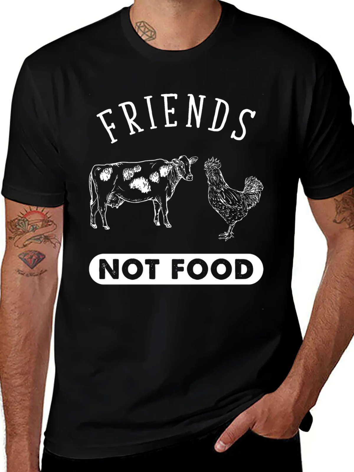 Friends Not Food T-Shirt Vegan Vegetarian Cow Chicken Tee product image 1