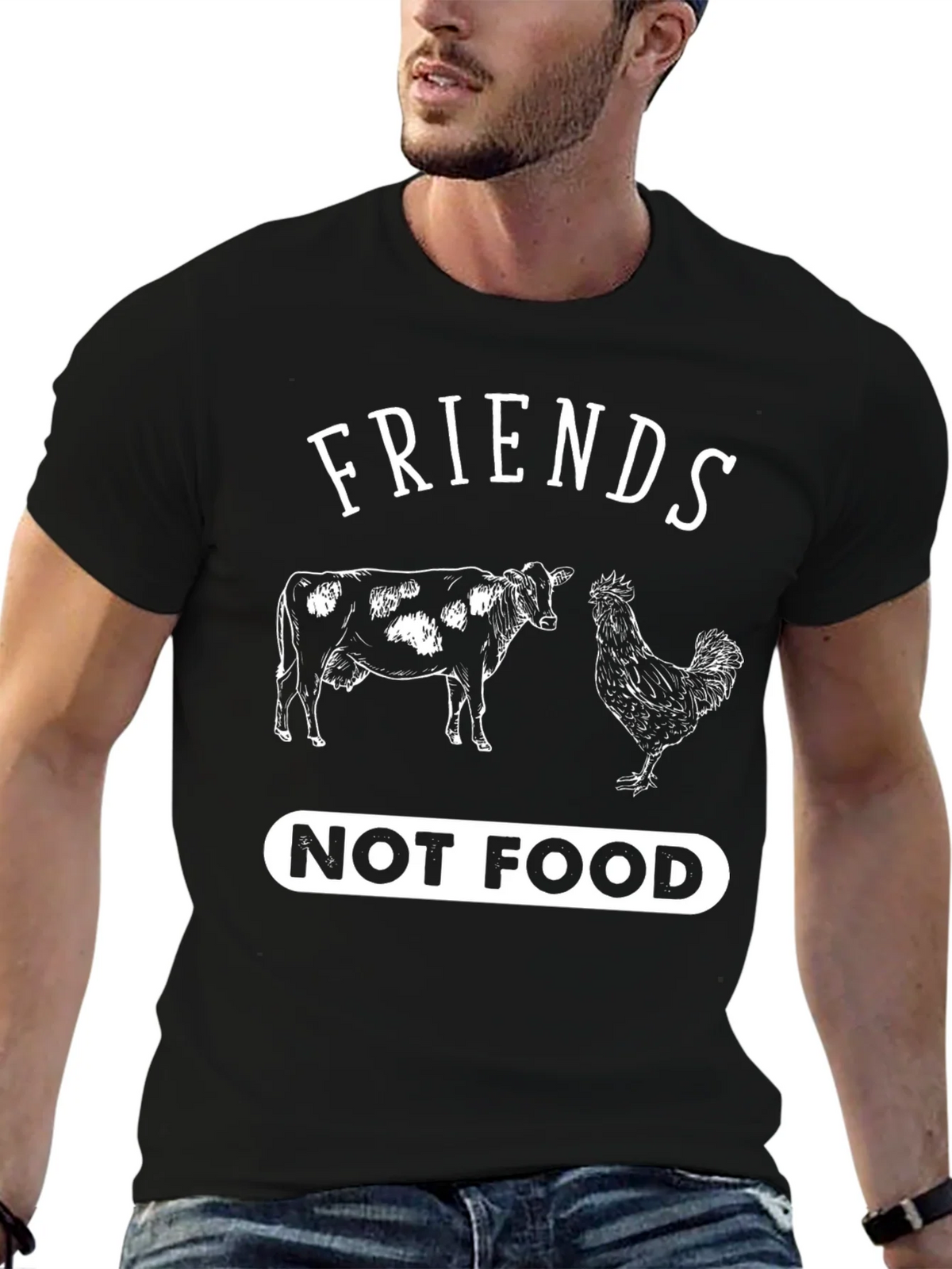 Friends Not Food T-Shirt Vegan Vegetarian Cow Chicken Tee product image 6