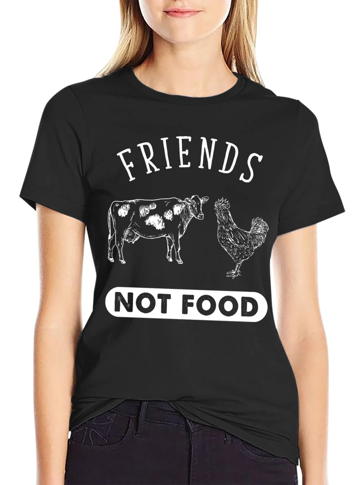 Friends Not Food T-Shirt Vegan Vegetarian Cow Chicken Tee product image 2