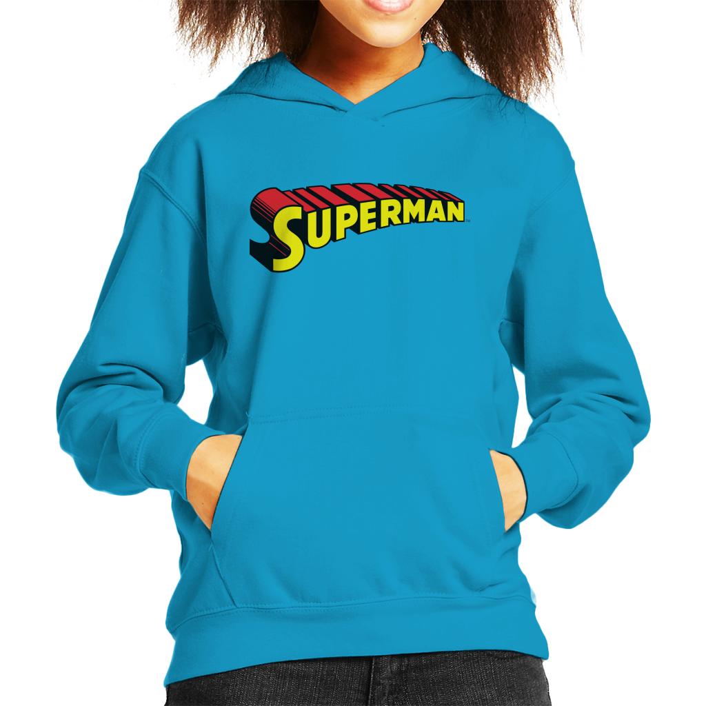 Superman 3 Dimensional Yellow Logo Kid's Hooded Sweatshirt product image 1