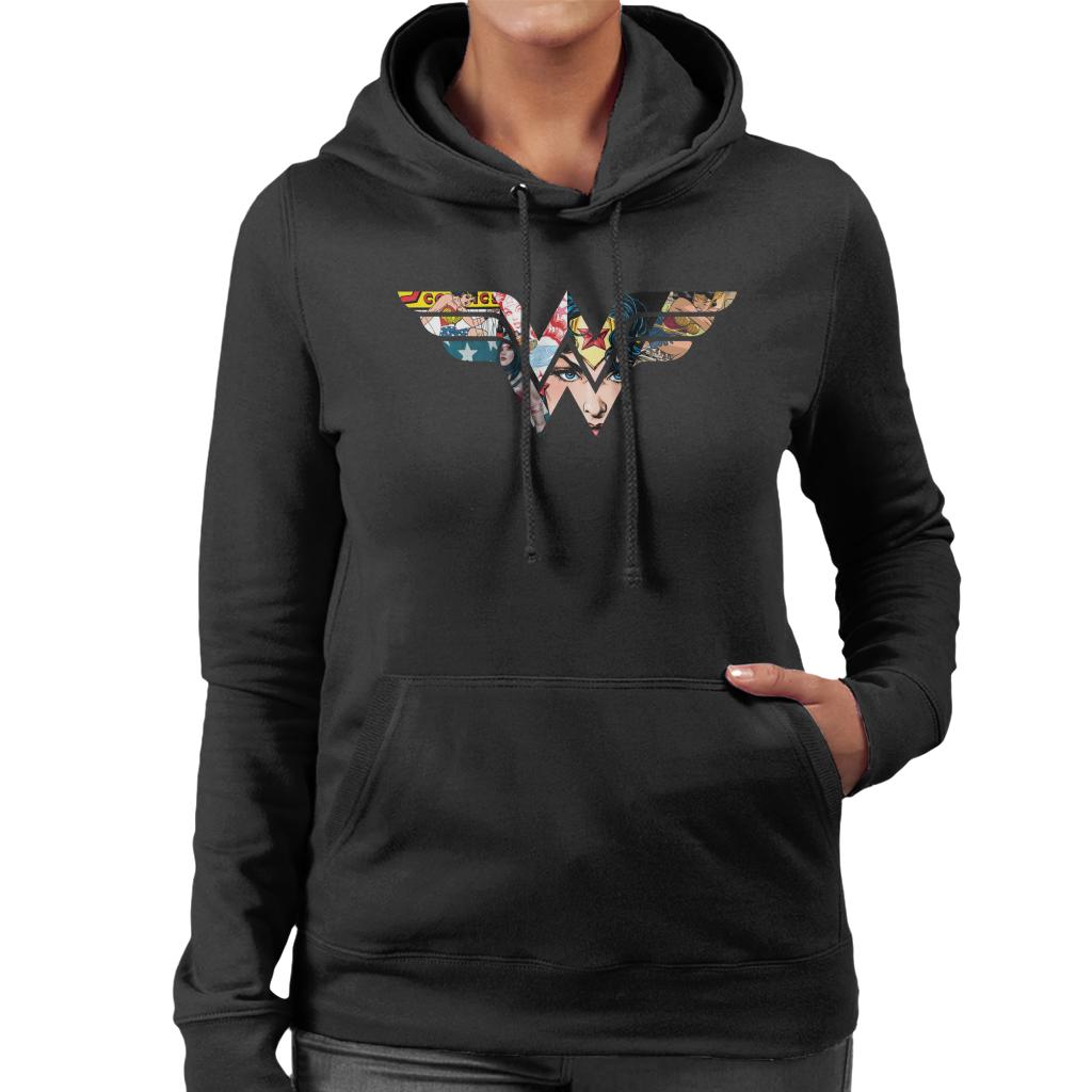 Wonder Woman Logo Montage Women's Hooded Sweatshirt product image 1