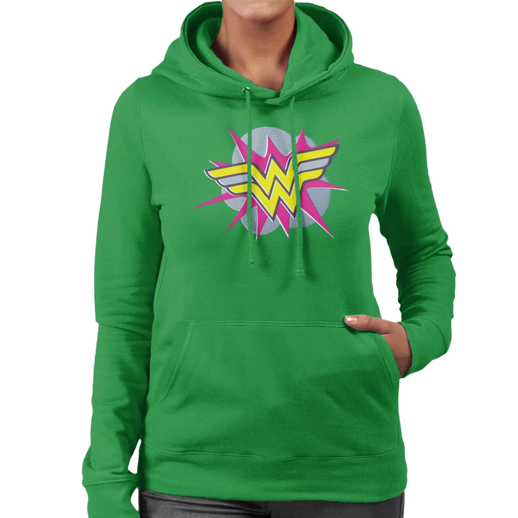 Wonder Woman Pink And Yellow Logo Women's Hooded Sweatshirt product image 6