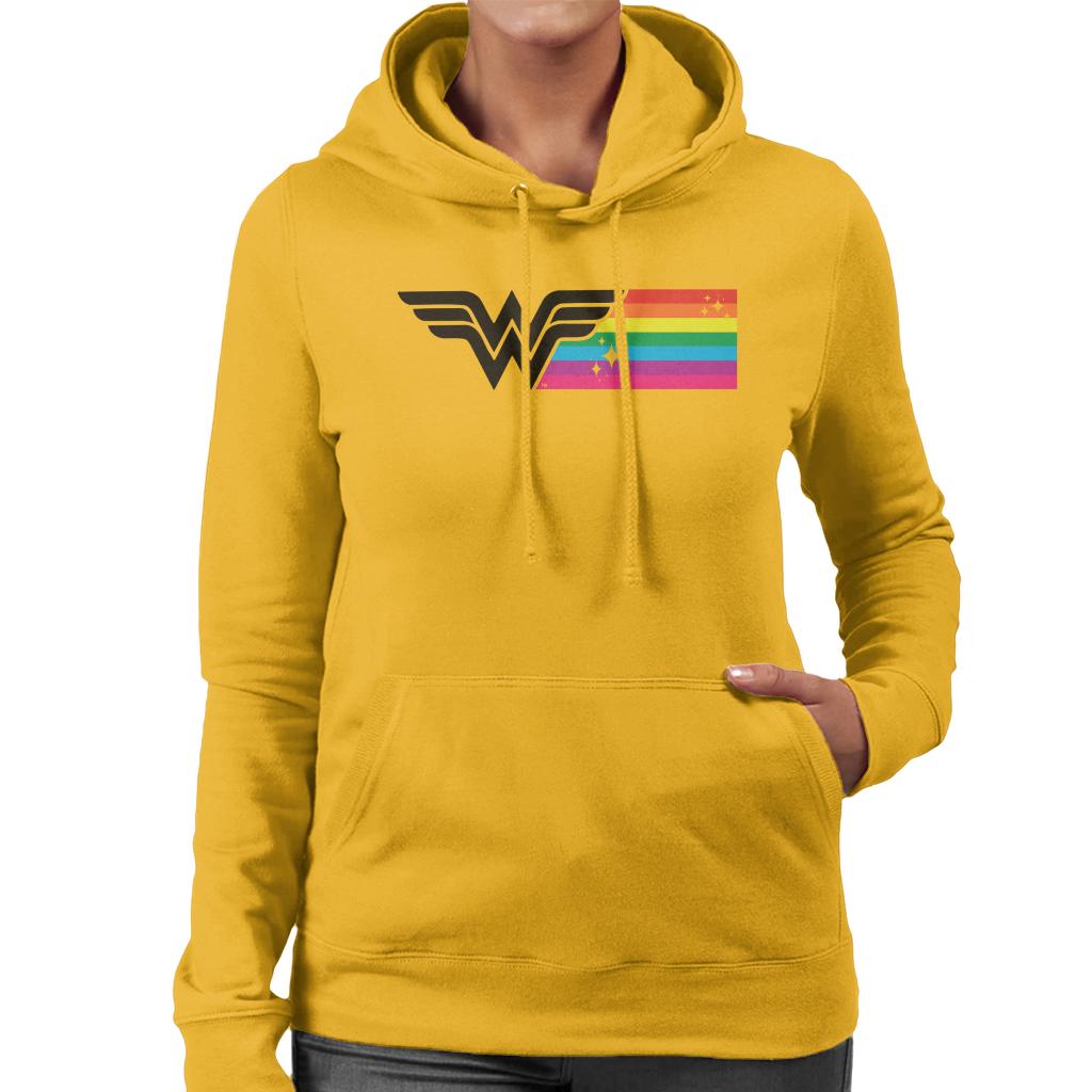 Wonder Woman Black Logo Rainbow Women's Hooded Sweatshirt product image 4