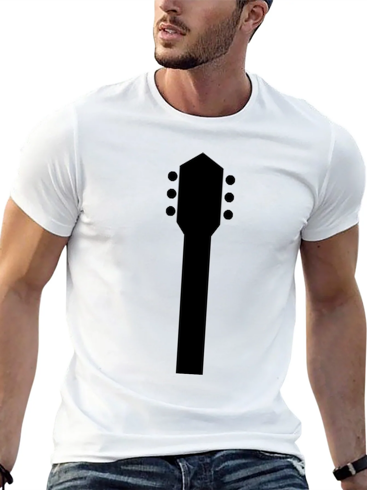 Guitar Headstock Black T-Shirt product image 9