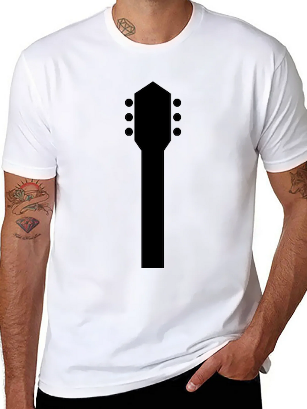 Guitar Headstock Black T-Shirt product image 5