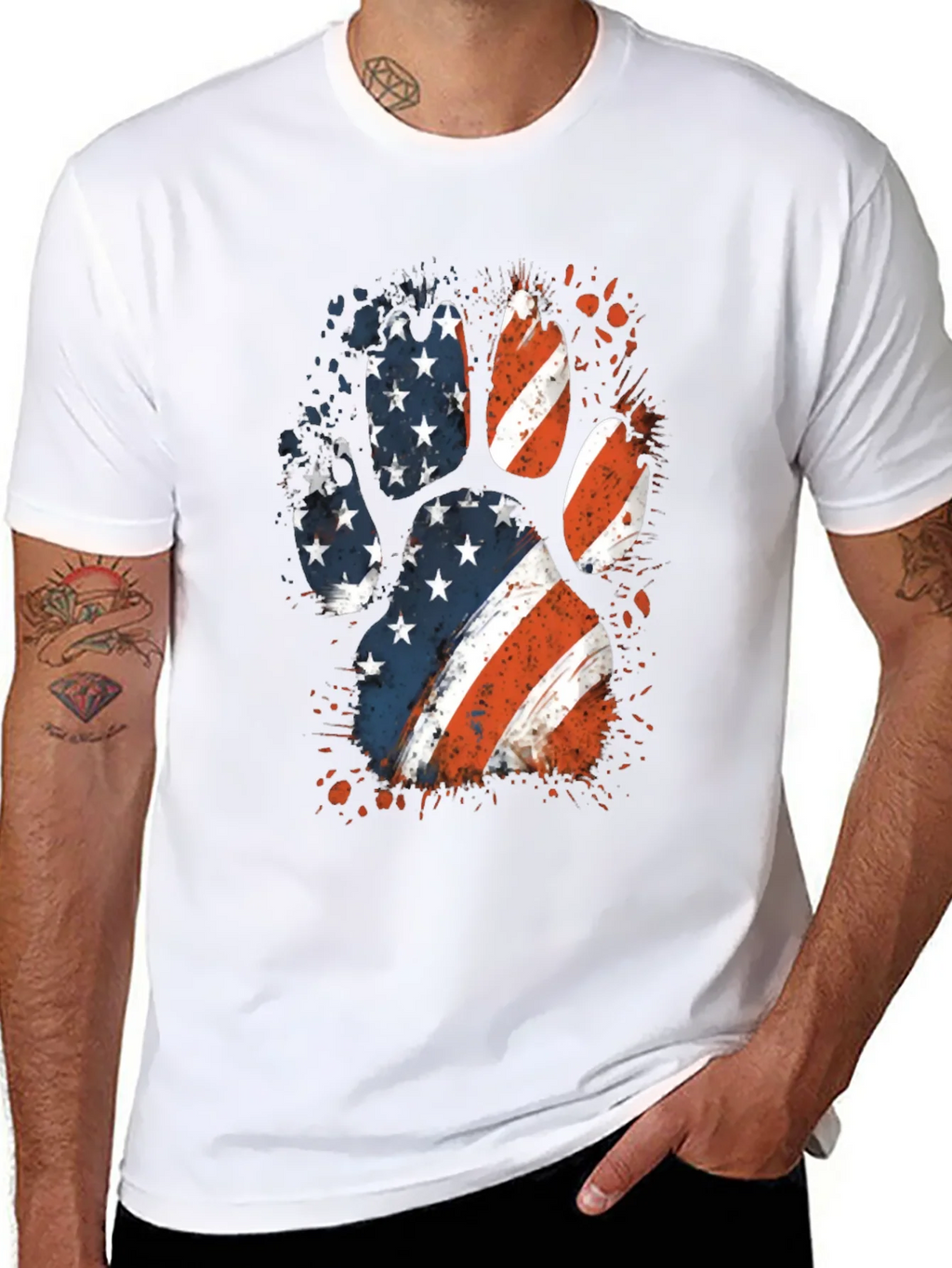 Patriotic Dog Paw Print Graphic Tee product image 7